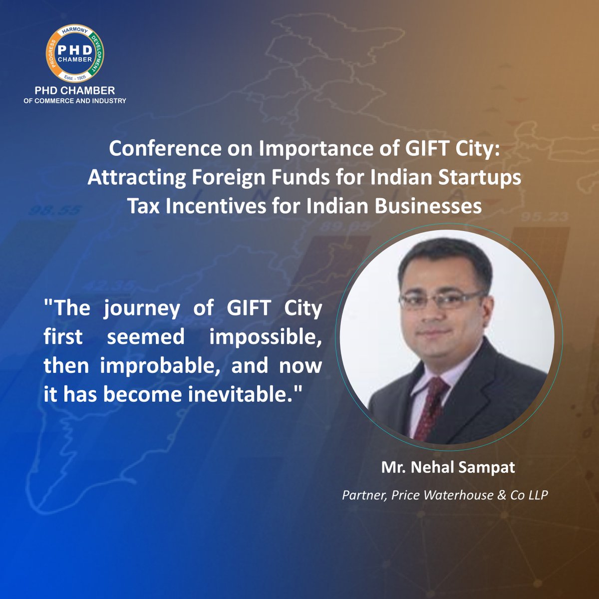 Mr. Nehal Sampat, Partner, PWC India, offered his take at the conference on 'Importance of GIFT City: Attracting Foreign Funds for Indian Startups,' held today at PHD House, New Delhi.

#PHDCCI #GIFTCity #ForeignFunds #IndianStartups #taxincentives #Indianbusinesses