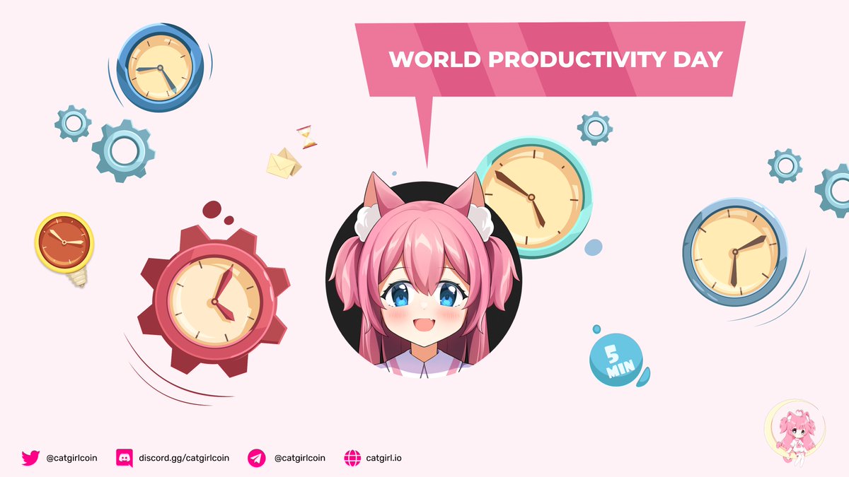catgirlcoin's tweet photo. Happy #WorldProductivityDay!🏗️🧑‍💻

Have a super productive week! As you already know, we're working around the clock to deliver on our promises! 

#NFTs #Crypto #Dev #CryptoTwitter https://t.co/7u9RiZrz5k