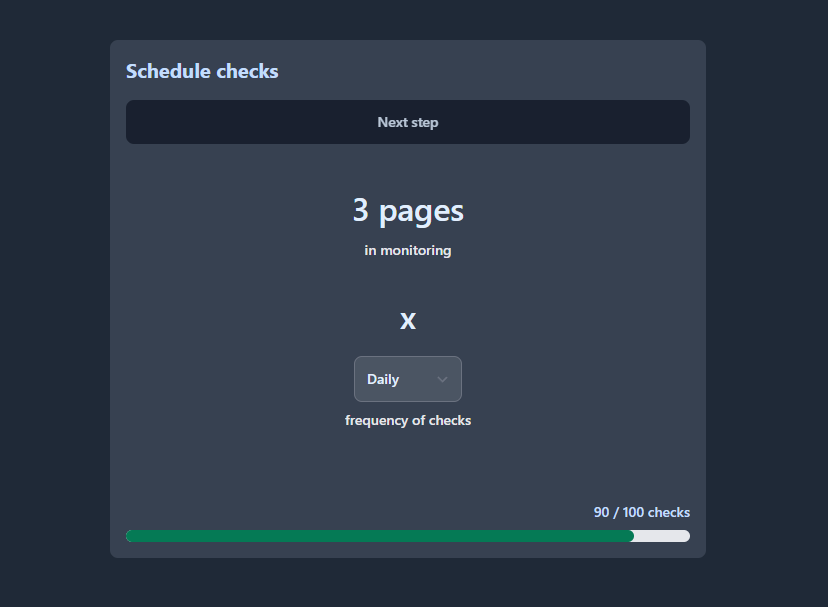 seoterra's tweet photo. @byoscarsoto Was playing around with scheduling setup view for the  simple tool that keeps an eye on your website's technical SEO. Should focus simplicity, but 🤓 https://t.co/bZUHJR4A3P