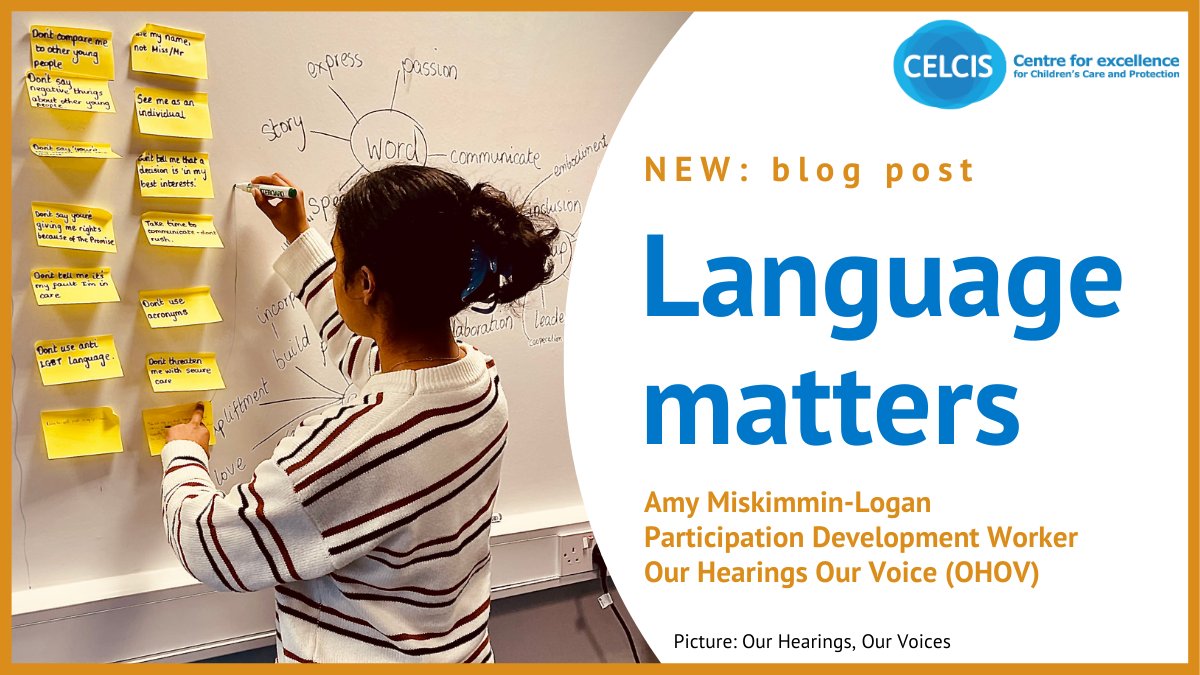 CELCIStweets's tweet photo. In our latest guest blog post, @Amy_miskimmin of @OHOV_Scotland shares the thinking behind the ‘Language Leaders’ co-designed project which aims to change the language used in Scotland's Children’s Hearings System: https://t.co/O0l6CfnX2N https://t.co/K9RJoZrJvc