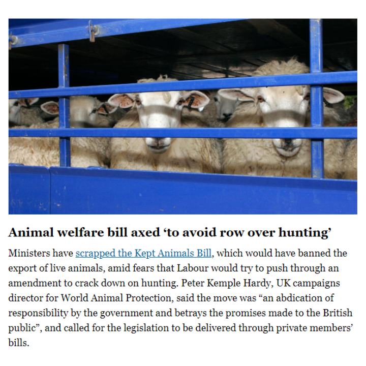 Our research shows that 72% of people want to see stronger legal protections for animals. Great to see <a href="/henryfabird/">Henry Bird</a> highlight what we are calling for in <a href="/thetimes/">The Times and The Sunday Times</a> newsletter, in response to the government dropping the #KeptAnimalsBill
