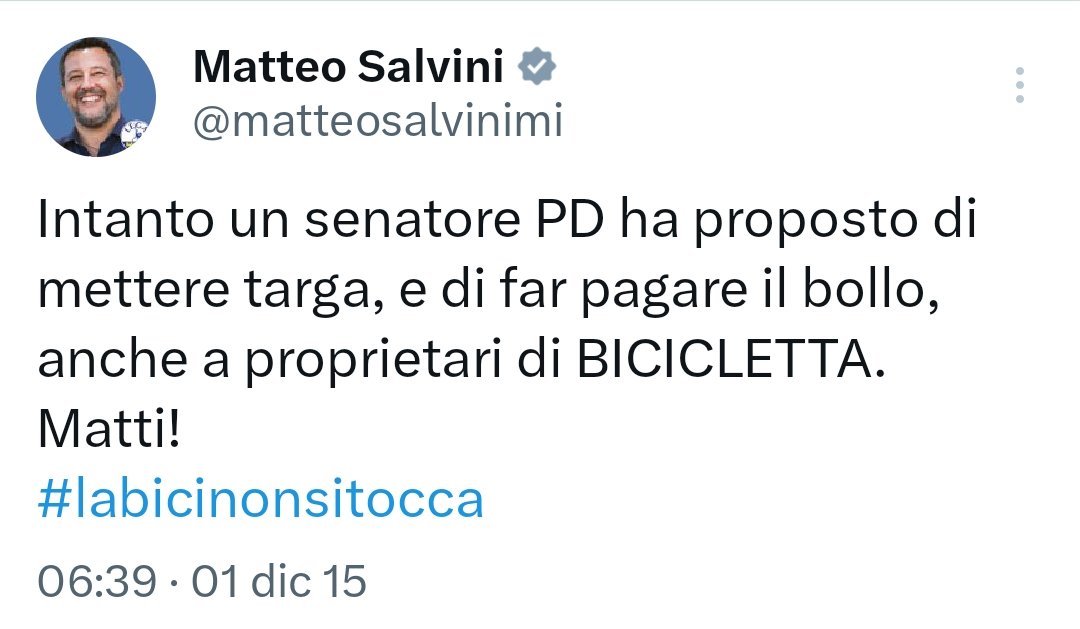 Tweet invecchiato male.

#Salvini #SalviniPagliaccio #Salvinivergognati #GovernoMeloni #GovernoDegliOrrori #GovernoDellaVergogna #ilPeggior_GOVERNO_diSempre #laPeggiore_DESTRA_diSempre #8giugno