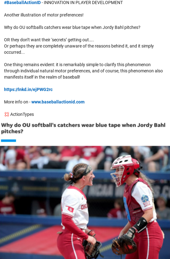 Steve Janssen on Twitter "Why do OU softball's catchers wear blue tape