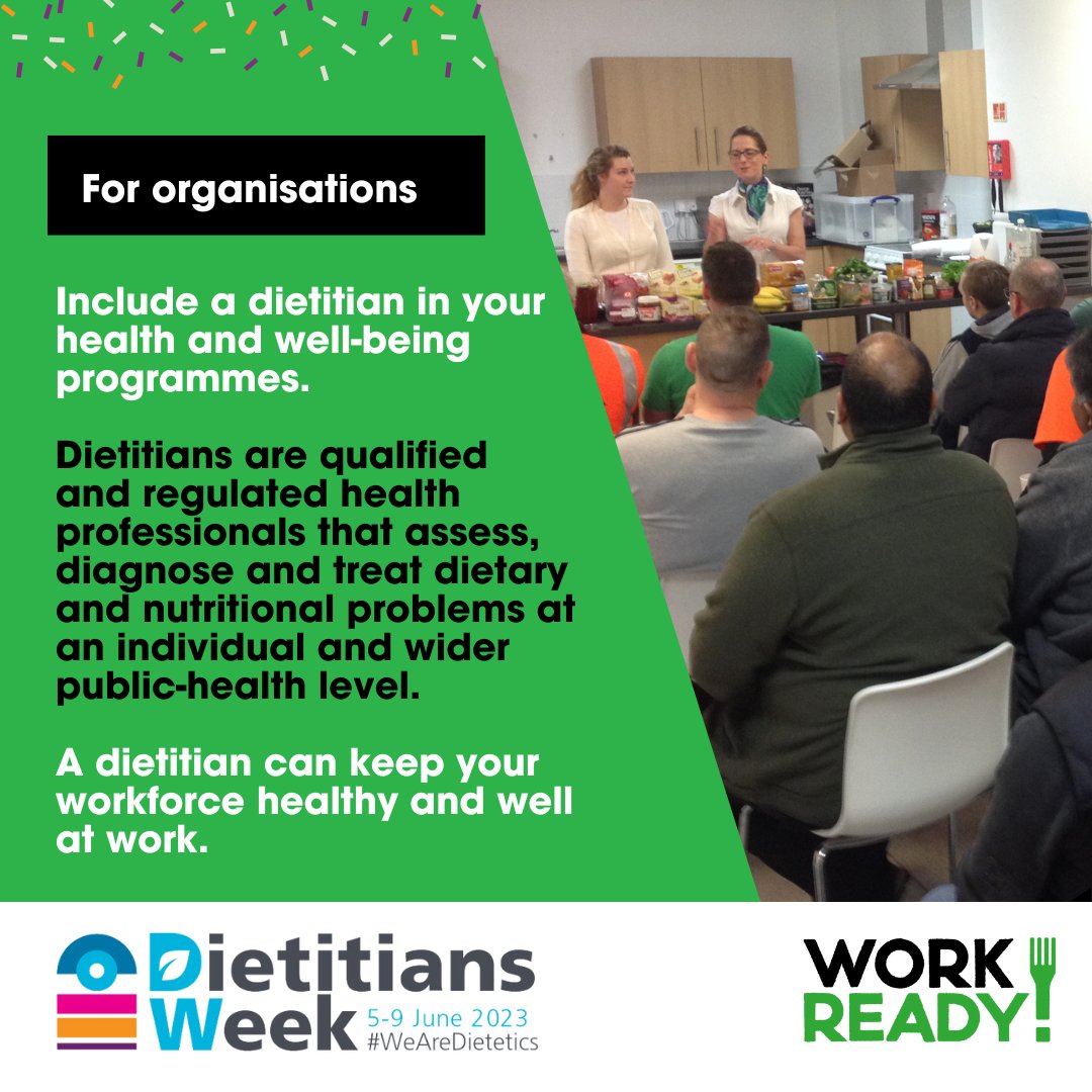 BDA Work Ready Prog (@bdaworkready) on Twitter photo If you are looking to improve the nutritional health and well-being of your workers, consider a dietitian! Visit: bda.uk.com/food-health/wo…
<a href="/BDA_Dietitians/">British Dietetic Association</a> #WeAreDietetics If you are looking to improve the nutritional health and well-being of your workers, consider a dietitian! Visit: bda.uk.com/food-health/wo…
<a href="/BDA_Dietitians/">British Dietetic Association</a> #WeAreDietetics