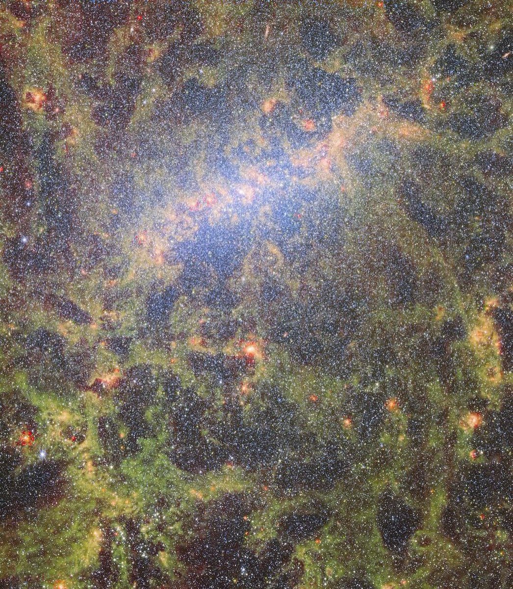 Delicate tendrils of gas and stars branch out of barred spiral galaxy NGC 5068,location 20 million light- years from Earth in the constellation Virgo.  | credit: Nasa