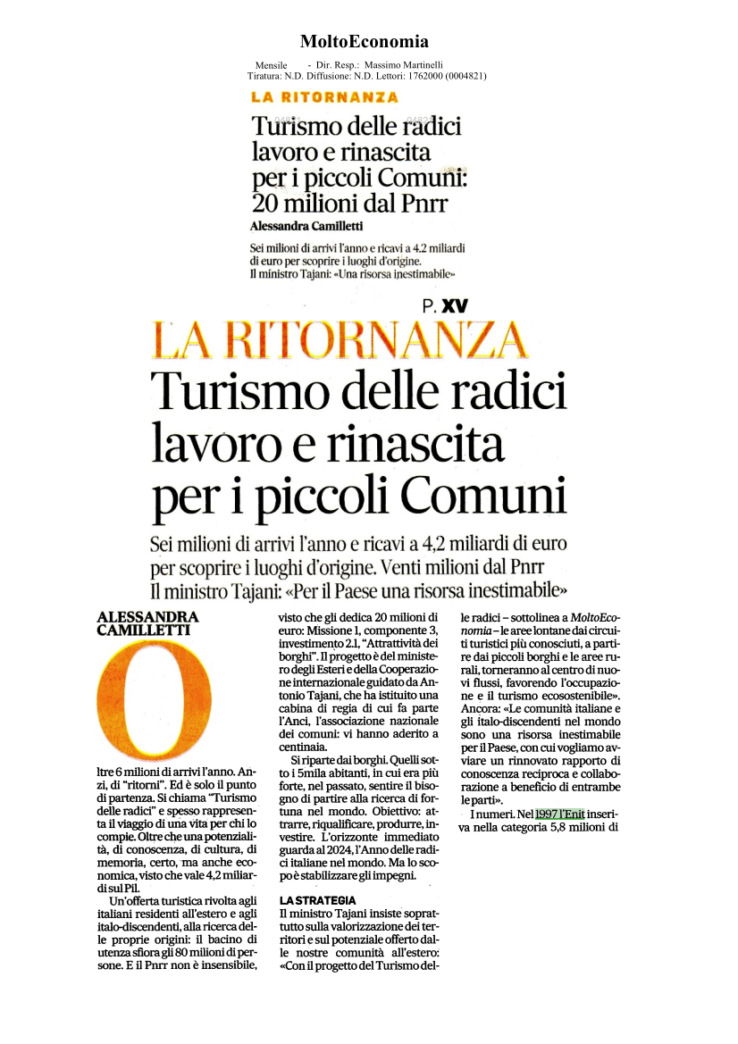 ENIT_italia's tweet photo. 📰 Turismo delle radici: l'ad Ivana Jelinic ha presentato a @ItalyMFA il progetto PNRR che ENIT sta mettendo a punto con le regioni e il Sistema Italia.
Leggi l'articolo completo ▶ https://t.co/2H4j5YeZMh https://t.co/wtf1Gwb4ev
