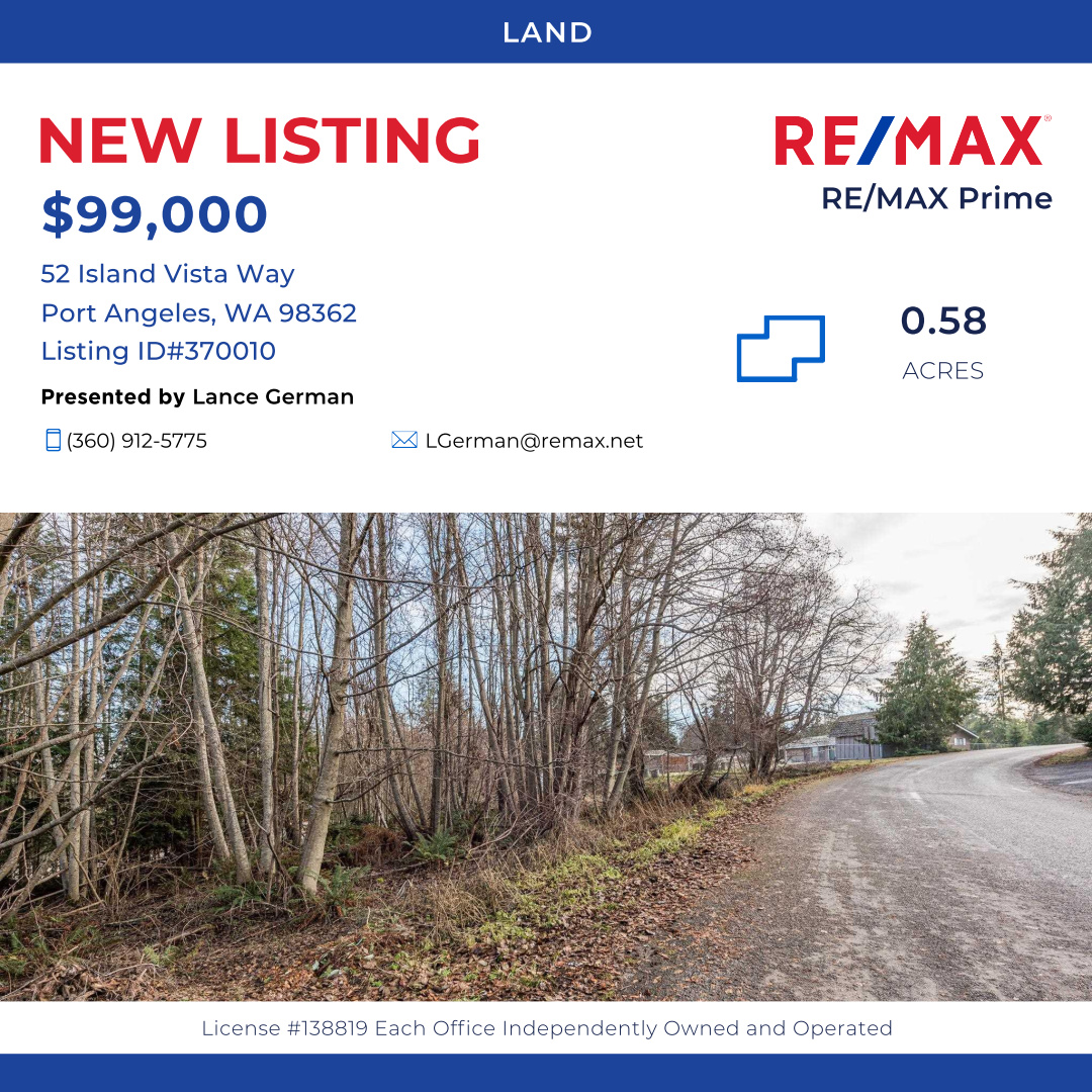 Call 253.442.9412 for information about this Port Angeles land parcel.

#gardenspace #portangeles #portangeleswa #portangeleswashington #landforsaleinportangeles #landparcel #readytobuildonland #bluffs #portangelesland #landinportangeles #investinginrealestate #sellerfinancing