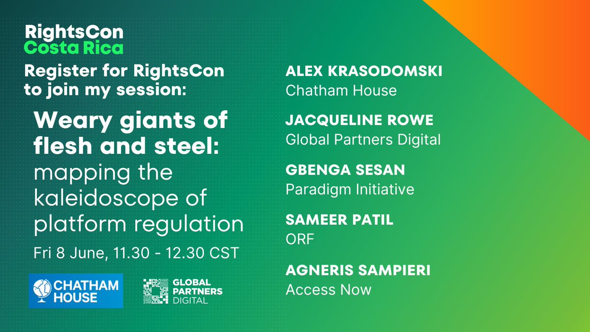 Really looking forward to participating in this panel, where we'll take a global tour of diverse approaches to platform regulation and unpack some of the drivers behind them. Join us online *TODAY* at 11.30am CST / 6.30pm BST to hear more. rightscon.summit.tc/t/rightscon-co…