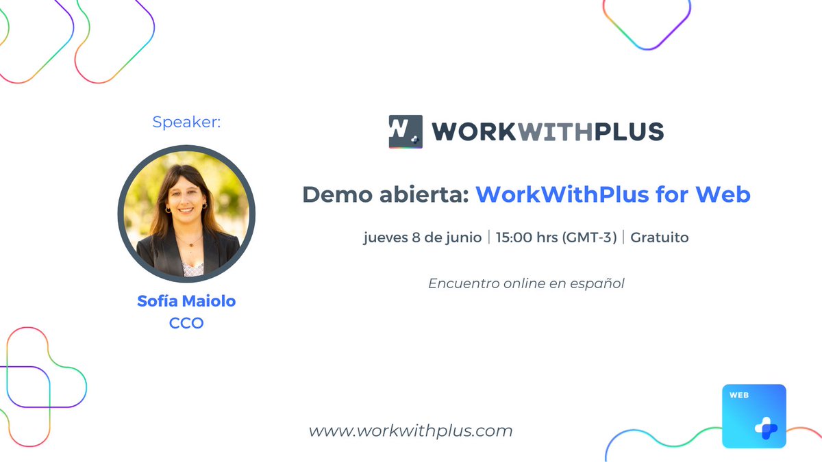 workwithplus's tweet image. 🚀¡HOY! Demo abierta WorkWithPlus for Web con Sofía Maiolo

Una instancia donde te mostraremos de primera mano todo el poder que tiene #WorkWithPlus, para poder potenciar 4x tu desarrollo en @GeneXus
⁣⁣
📅 8/6
🕒15:00 hrs (GMT-3)⁣⁣

👉Registro: bit.ly/demoabiertaWWP