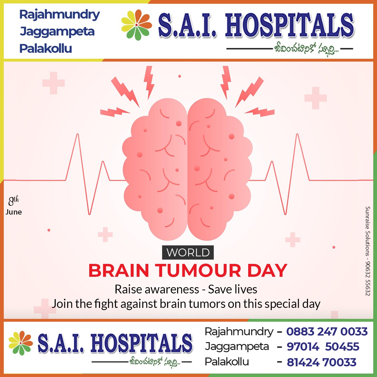 World BRAIN TUMOUR DAY
Empowering survivors, honoring Warriors Together against brain tumors.
#worldbraintumourday #braintumour #tumour #takecareofyou #bestcare #internationalbraintumourday #saihospitals