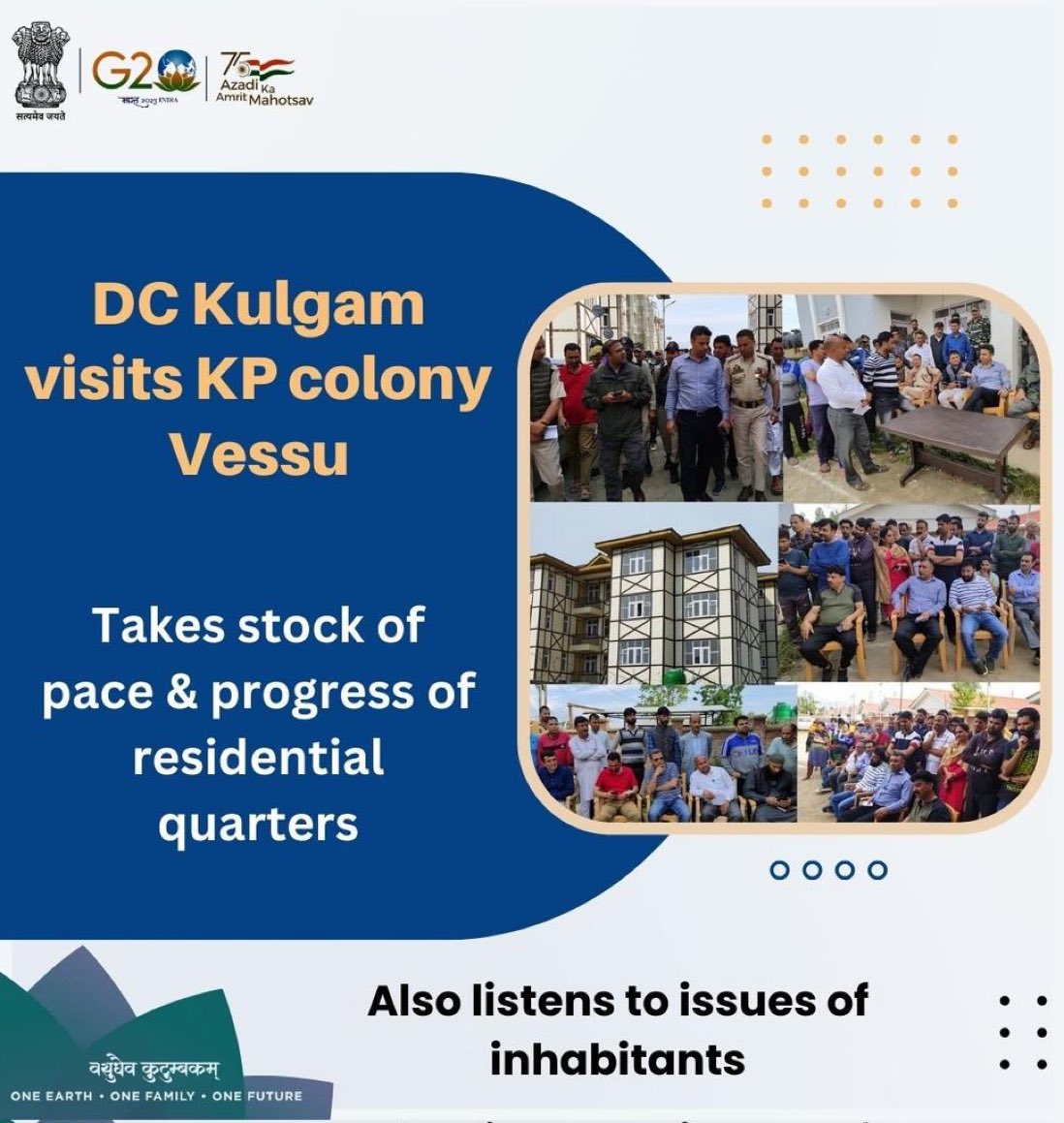 ddnewsSrinagar's tweet image. #ProgressingJK
DC Kulgam visits KP Colony Vessu; takes stock of pace &amp;amp; progress of residential quarters, listens to issues of people .