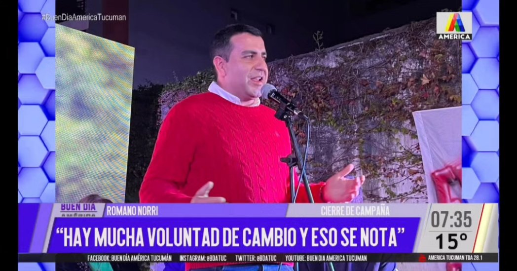 BDATuc's tweet photo. Romano Norri: “Hay mucha voluntad de cambio y eso se nota”
El candidato a legislador por la Capital encabezó el cierre de campaña en un acto realizado en la sede de la UCR .
#BDATuc https://t.co/LKBd7FuXsT