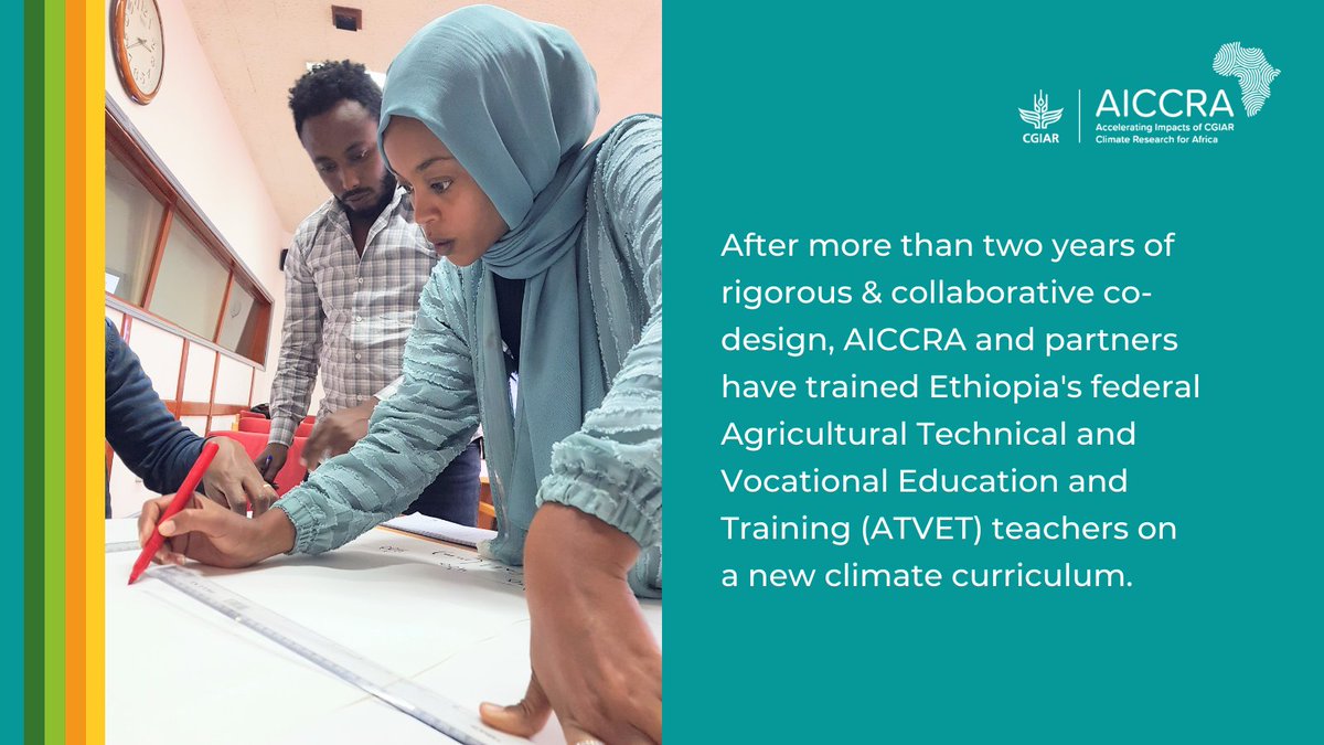 👨‍🌾 Supporting farmers means also supporting those who work closely with them. 

In #Ethiopia 🇪🇹, we've co-designed a curriculum to integrate into the occupational standards of the ATVET colleges - which train thousands of new extension staff each year.

🔗 aiccra.cgiar.org/news/new-clima…
