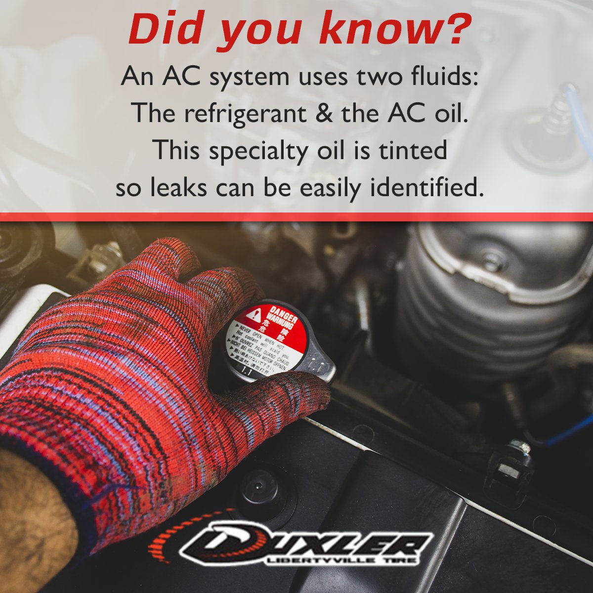 DuxlerTire's tweet photo. Is something leaking that shouldn't be? Allow us to take a look, if it's the A/C fluids we'll be able to tell! https://t.co/SBHWiKnqsb