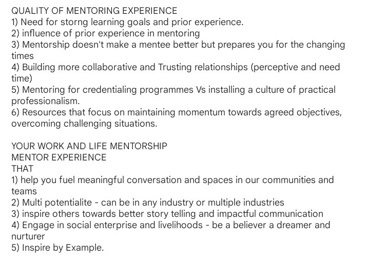 MigosiAmbrose's tweet photo. Dr. Josephat Bosire on his talk on Mentorship.
Enlightened us on the Quality of a good mentoring Experience and how to make it Useful
@eemurugat @KamanguyaS @ZilpherO
@ICTAuthorityKE @MoICTKenya
@DigiTalentKenya
#DigitalentCohortVII
#AcceleratingTheDigitalEconomy
#PDTPCohortVII https://t.co/uigNJSnjAa