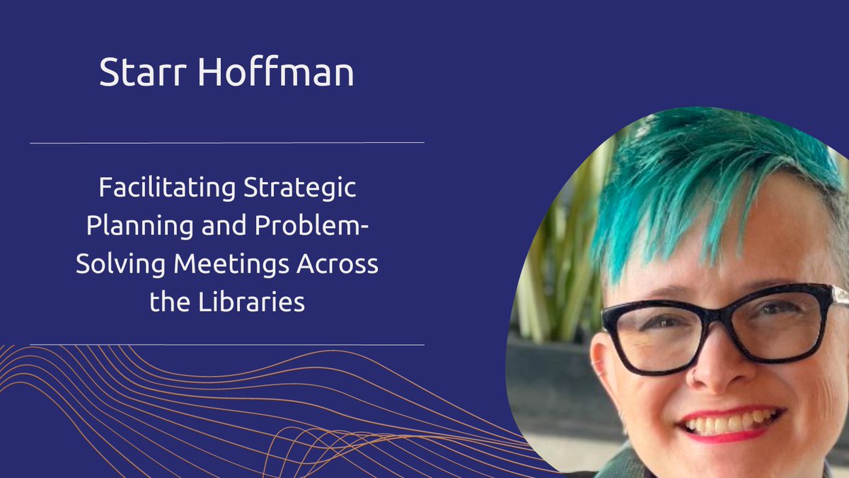 LibPMC's tweet image. We’ve got a diverse &amp;amp; exciting range of presenters coming up at #LibPMC! Today, we’d like to highlight one of our speakers, Dr Starr Hoffman @artgeeklibraria, who will present on “Facilitating strategic planning and problem-solving meetings” in an academic library setting 🗣️🤝