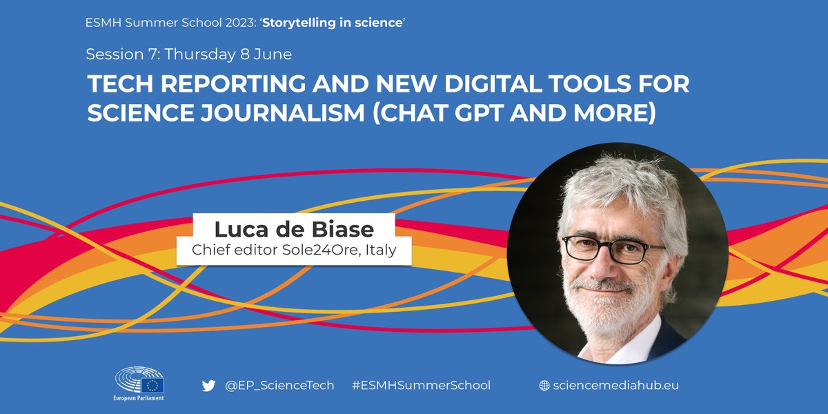 ⏰This afternoon at 14h, the #ESMHSummerSchool in the #EUParliament continues: '#Tech reporting & new #digital tools for #journalism (#ChatGPT & more)' With @lucadebiase, chief editor @sole24ore 📺wp.me/panTdn-3rx @fexi @starvingneuron #EYE2023 @Europarl_EYE @kakape