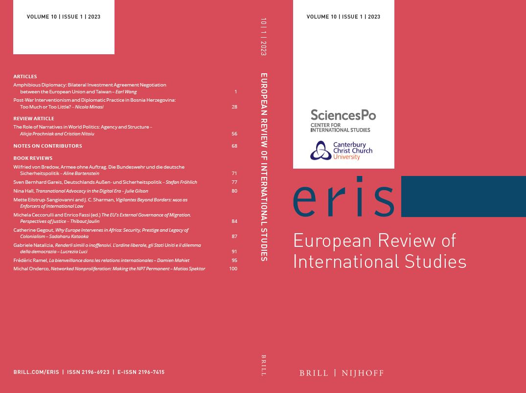 IntlRela's tweet image. ** New Issue **

Two articles, one review article and eight book reviews in the first issue of the 10thVolume of the  European Review of International Studies: brill.com/view/journals/…