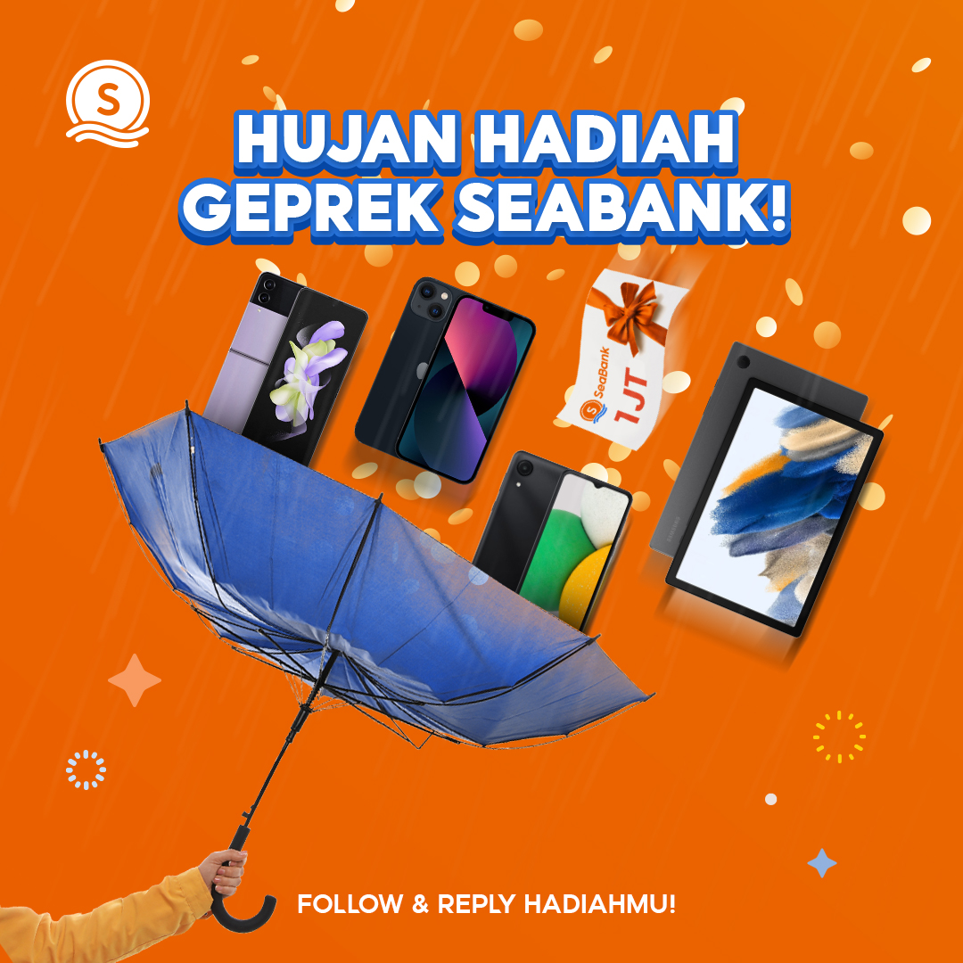 💦 ADA BERBAGAI HADIAH YANG SIAP KAMU MENANGKAN DARI HUJAN HADIAH #GEPREKSEABANK! 💦

Kamu udah incer hadiah yang mana nih? Coba dong REPLY hadiah yang kamu mau biar mimin bisa catat nama kamu &amp; hadiahnya! Kalo mau ikutan, pastiin kamu udah FOLLOW dan rajin ramein tweet mimin ya!