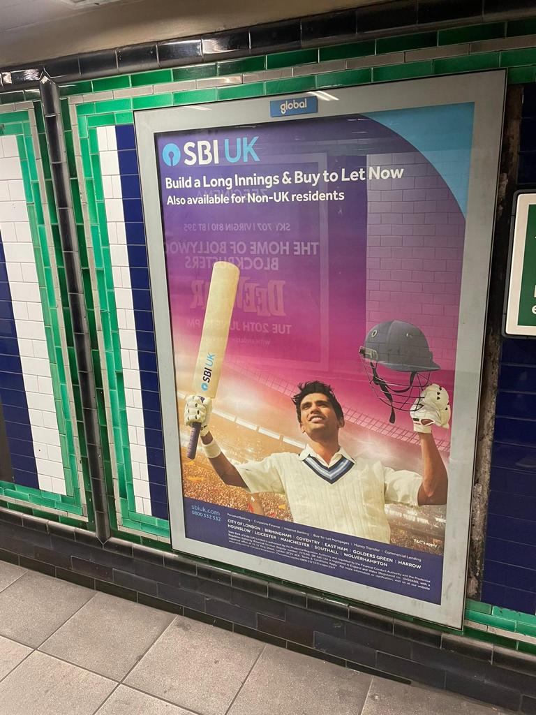 SBI U.K. celebrating Cricket, with their cricket themed posters highlighting all their services at the Oval station. An unmissable sight for the cricket enthusiasts heading for the India vs Australia Test final at Oval stadium. @sbi_uk @TheOfficialSBI @KiaOvalEvents @tfl