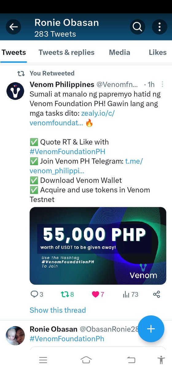 ObasanRonie28's tweet photo. @Venomfndn_PH Done Qoute Retweet ✅ https://t.co/TIm3aFQmBc