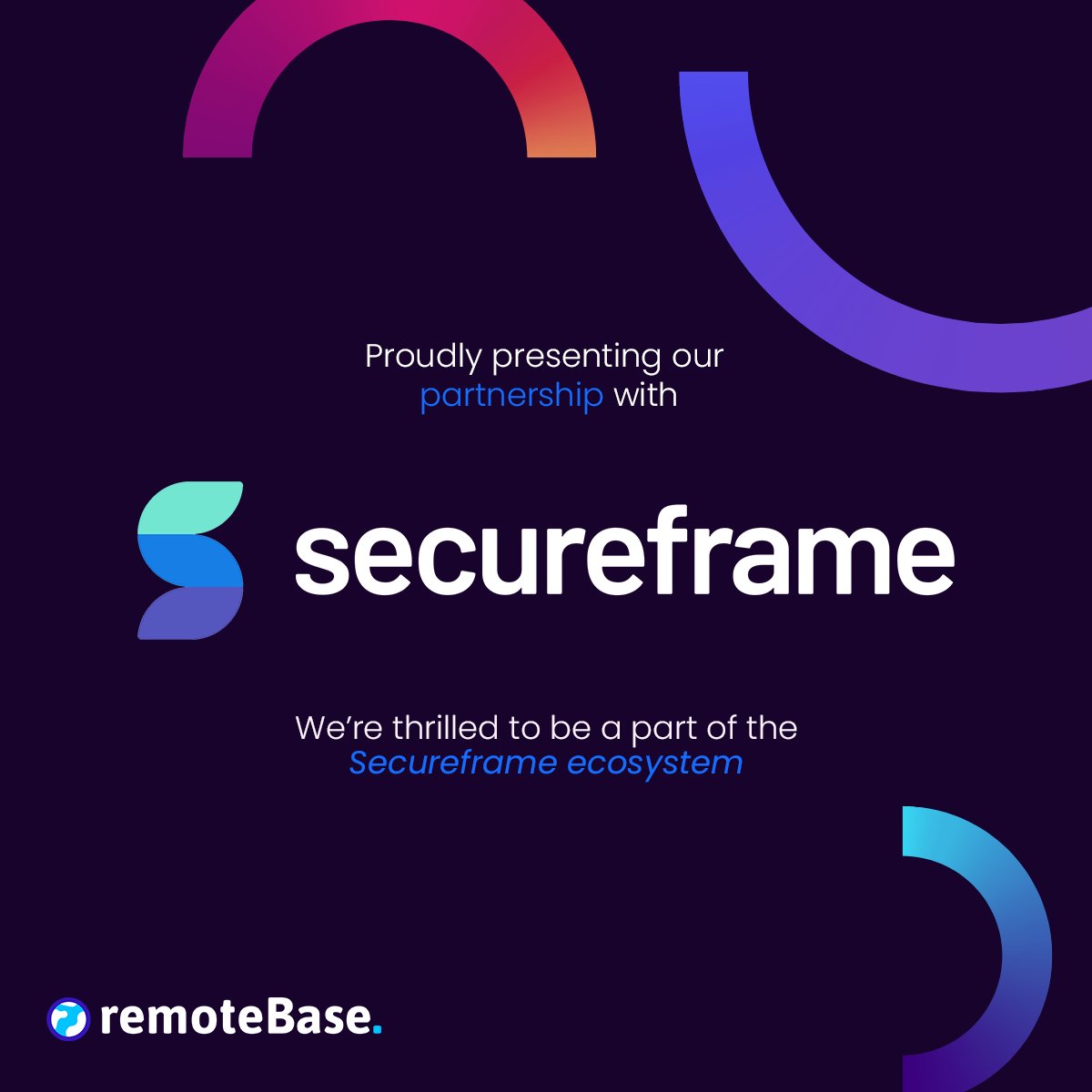 RemotebaseHQ's tweet photo. Proudly presenting our partnership with @secureframe! 💫

Secureframe is the leading, all-in-one security and privacy compliance automation platform.

✅ Discover our trusted partners: https://t.co/KP0KKnEZaR

#remotework #futureofwork #workfromhome #digitalnomad #Secureframe https://t.co/KOO3ROC3ov