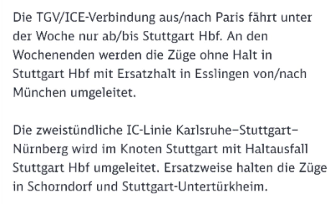 wisst ihr noch? 'ohne #s21 wird Stuttgart abgehängt'  

2023: TGV und ICE fahren teils ohne Halt in #Stuttgart nach München.
ICs ohne Halt in Stuttgart, dafür in Untertürkheim und Schorndorf  😂