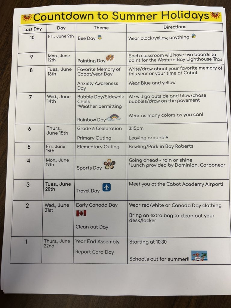 Countdown to summer holidays!