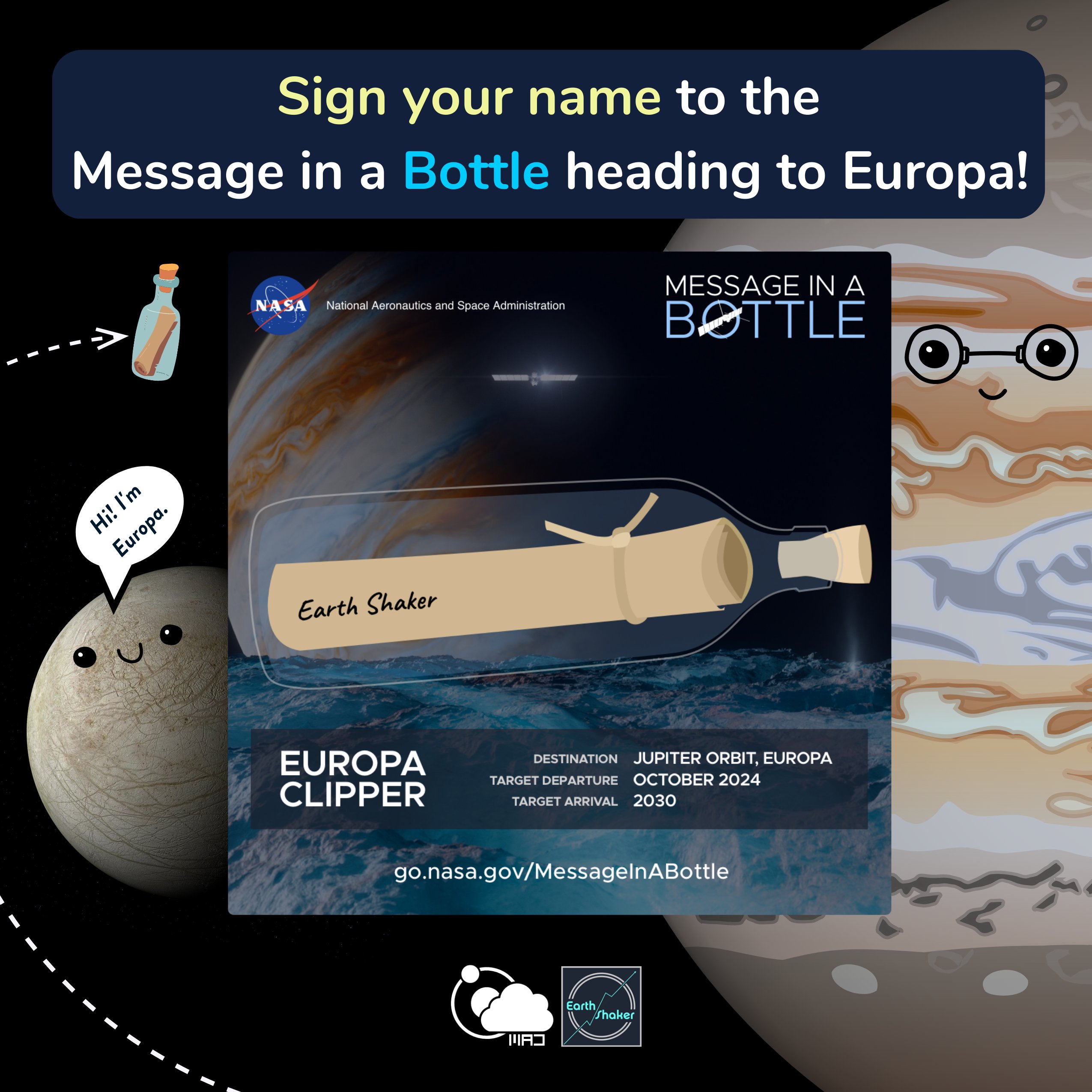 Earth Shaker PH on X: 🛰️ Embark on a Celestial Journey! Sign your name! ✨  NASA's Message in a Bottle initiative is HERE! NASA invites you,  explorers and dreamers, alike, to send