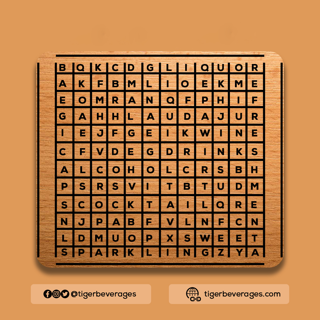 How many beverage-related words can you spot in this eye-catching puzzle? 🤔 Show us your skills and share your answer below!

#ThursdayTrivia #PuzzleTime #TigerBeverages