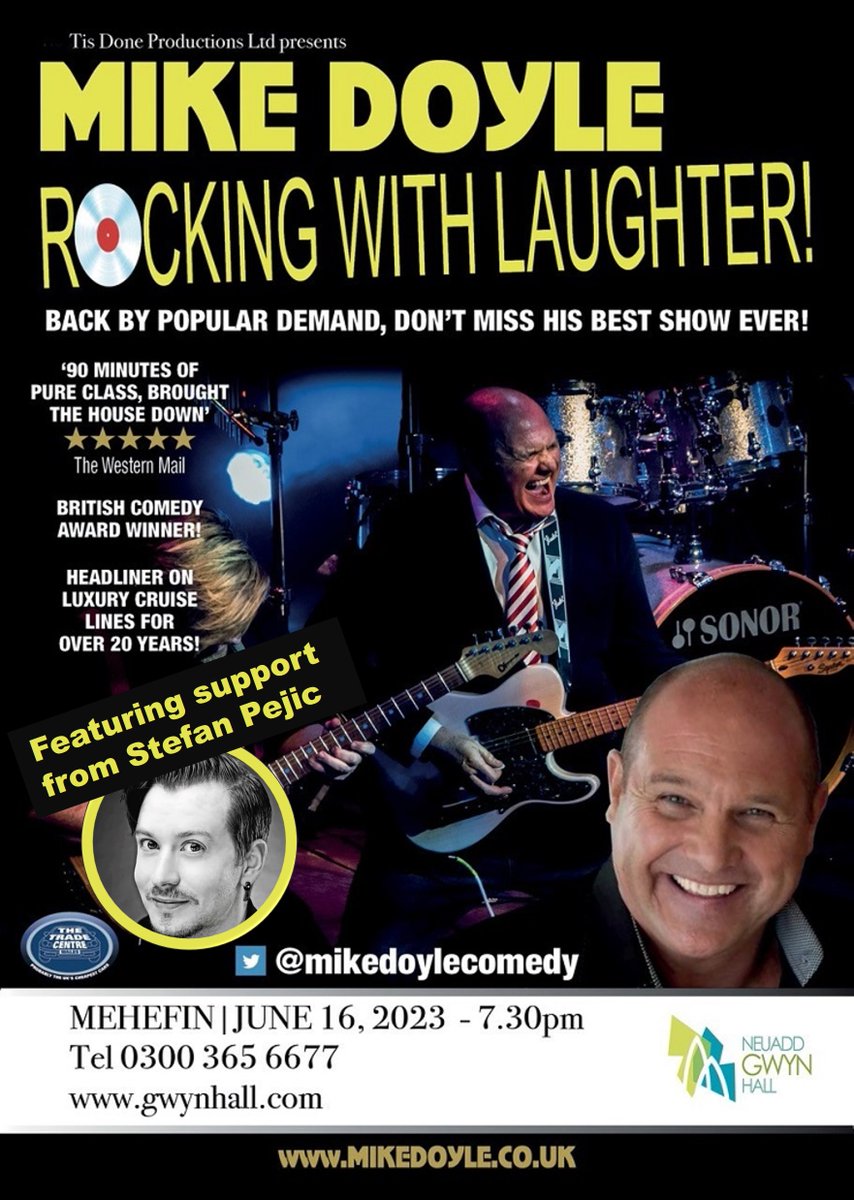 GwynHall's tweet photo. We can't wait to welcome both @MikeDoyleComedy and @PejicMagic on Friday 16th June with Mike's Best Show Ever!
Stefan is an accomplished comedian, magician and actor.
Don't miss this evening of entertainment featuring 2 local stars!
https://t.co/BbVYyf6aVX
#rockingwithlaughter https://t.co/w098zljabw