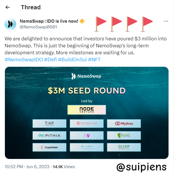 suipiens's tweet photo. 🚫CAUTION: Nemoswap provides misleading information about their investors. 

🧵Check this thread https://t.co/uzbIqFIT85