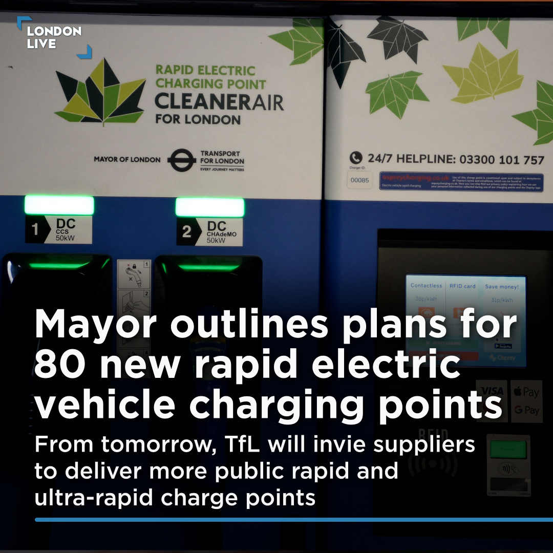 The Mayor of London, @SadiqKhan has announced that more than 80 new rapid charging electric points are to be delivered across the capital, as he urges Ministers to follow the capital’s lead in speeding up the rollout of EV infrastructure nationally.