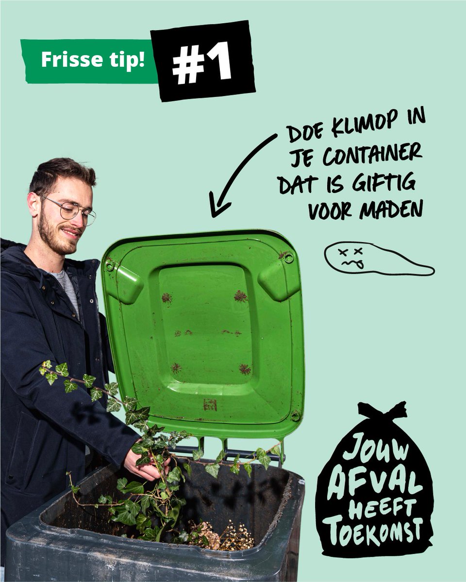 Een handige tip om maden in de groene container te voorkomen.🌿 Heb jij ook een goede tip om de gft-bak fris te houden? Deel je tip in de comments.