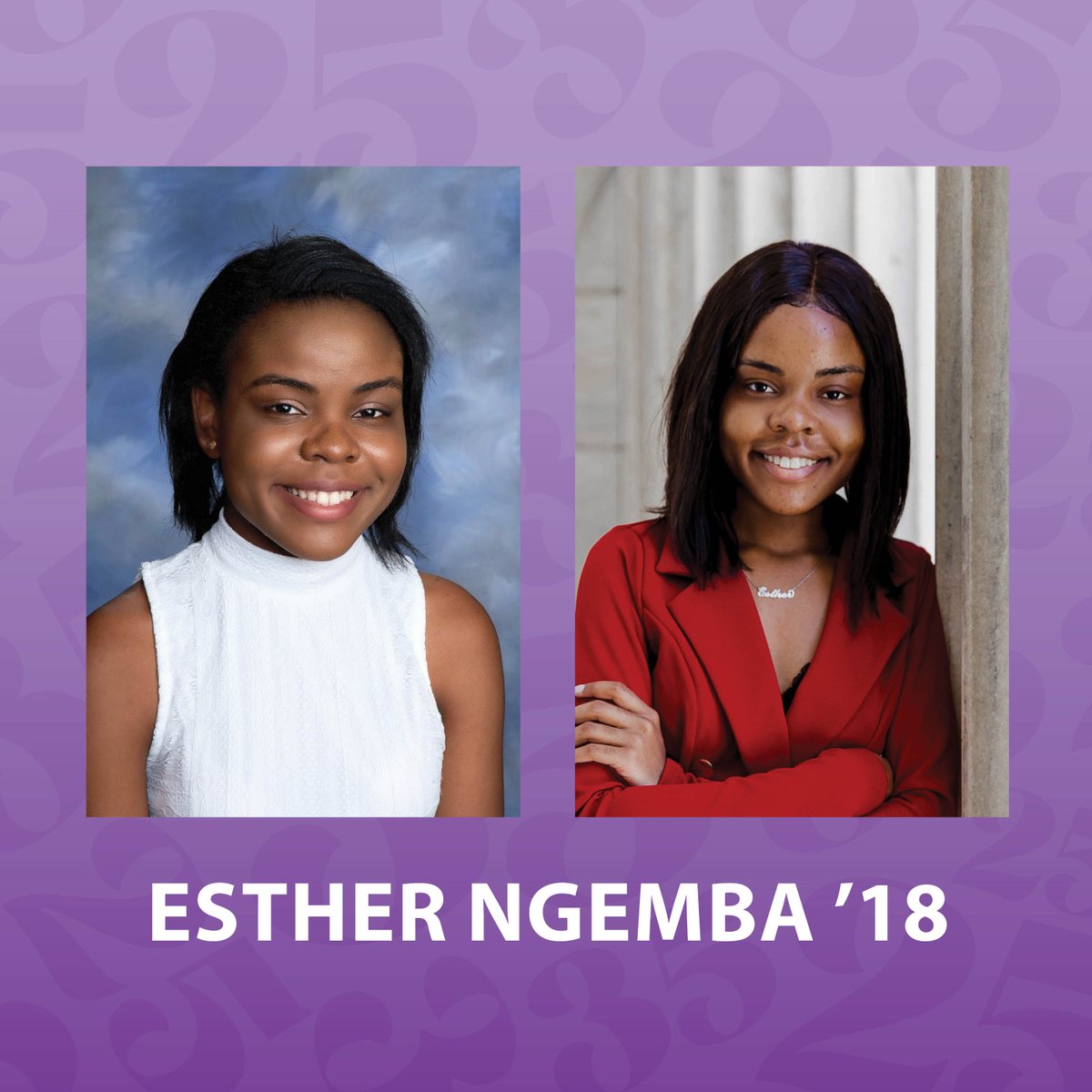 Congratulations to '25 Under 35' Spotlight: Esther Ngemba '18! Read about Esther on the SJA Facebook page here > ow.ly/ZU2L50OItEJ! Congratulations, Esther!