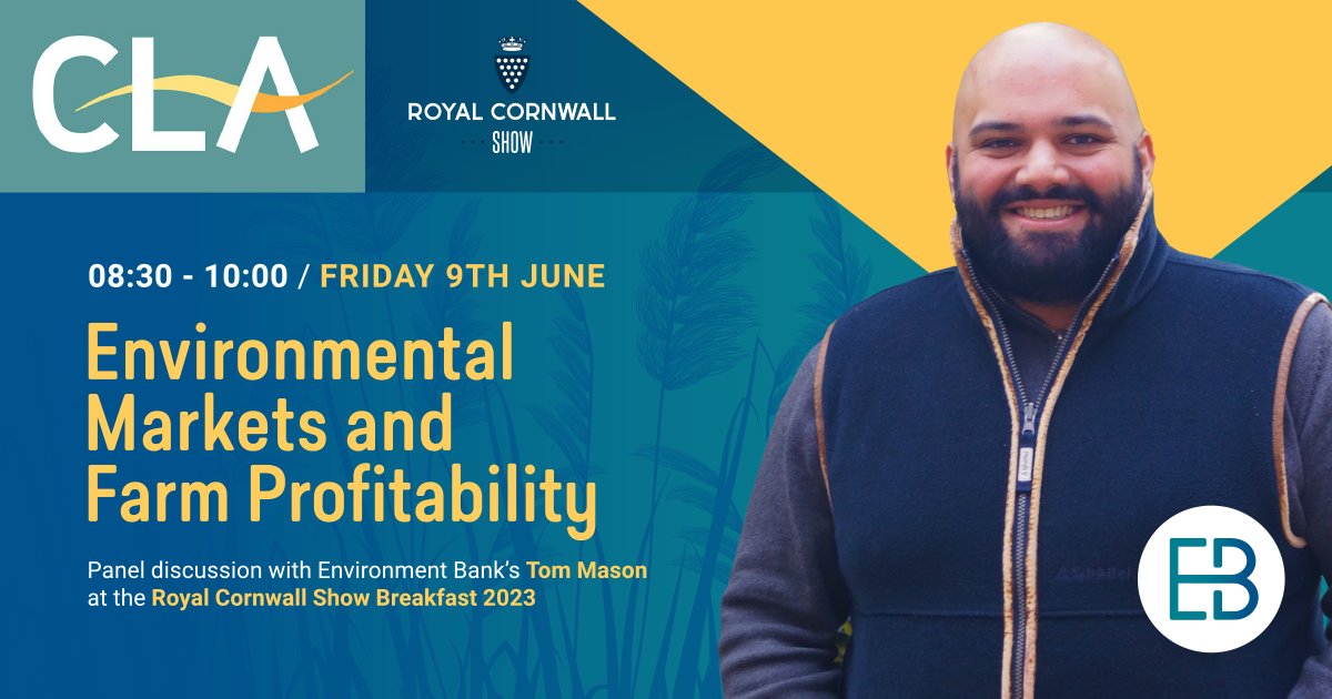 Join Tom Mason at the @RoyalCornwall Show for a session on the environmental diversification options available to farmers in this evolving landscape. - @CLAsouthwest stand 329, 8:30am #farmdiversification #regenerativeagriculture #biodiversitynetgain #sustainablefarming #cornwall