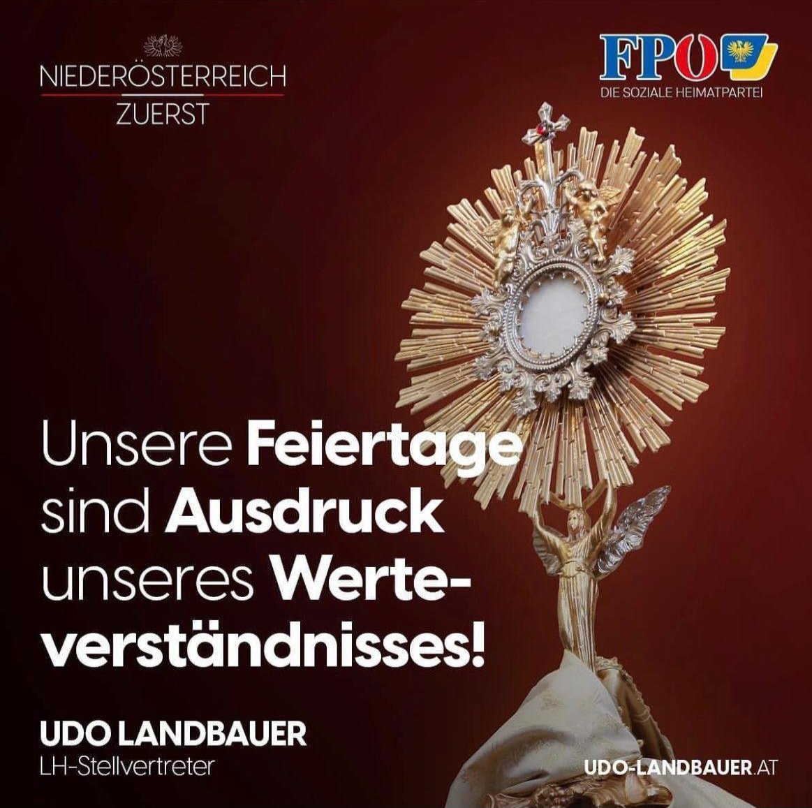 Manchen ist wirklich nichts heilig. Die FPÖ, die wie keine andere Partei für das Schüren von Hass und Ausgrenzung steht, schreckt wirklich vor nichts zurück. Jetzt wird sogar das Allerheiligste politisch instrumentalisiert und für parteipolitische Zwecke missbraucht.