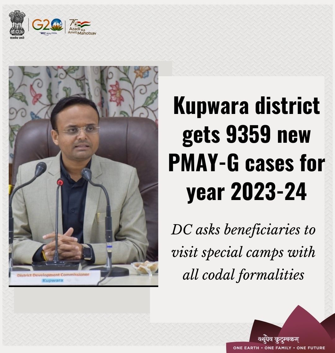 dckupwara's tweet image. #ProgressingJK
Kupwara district gets 9359 new PMAY-G cases for year 2023-24
DC asks beneficiaries to visit special camps with all codal formalities 
@diprjk
@PIBSrinagar 
@ddnews_jammu 
@ddnewsSrinagar