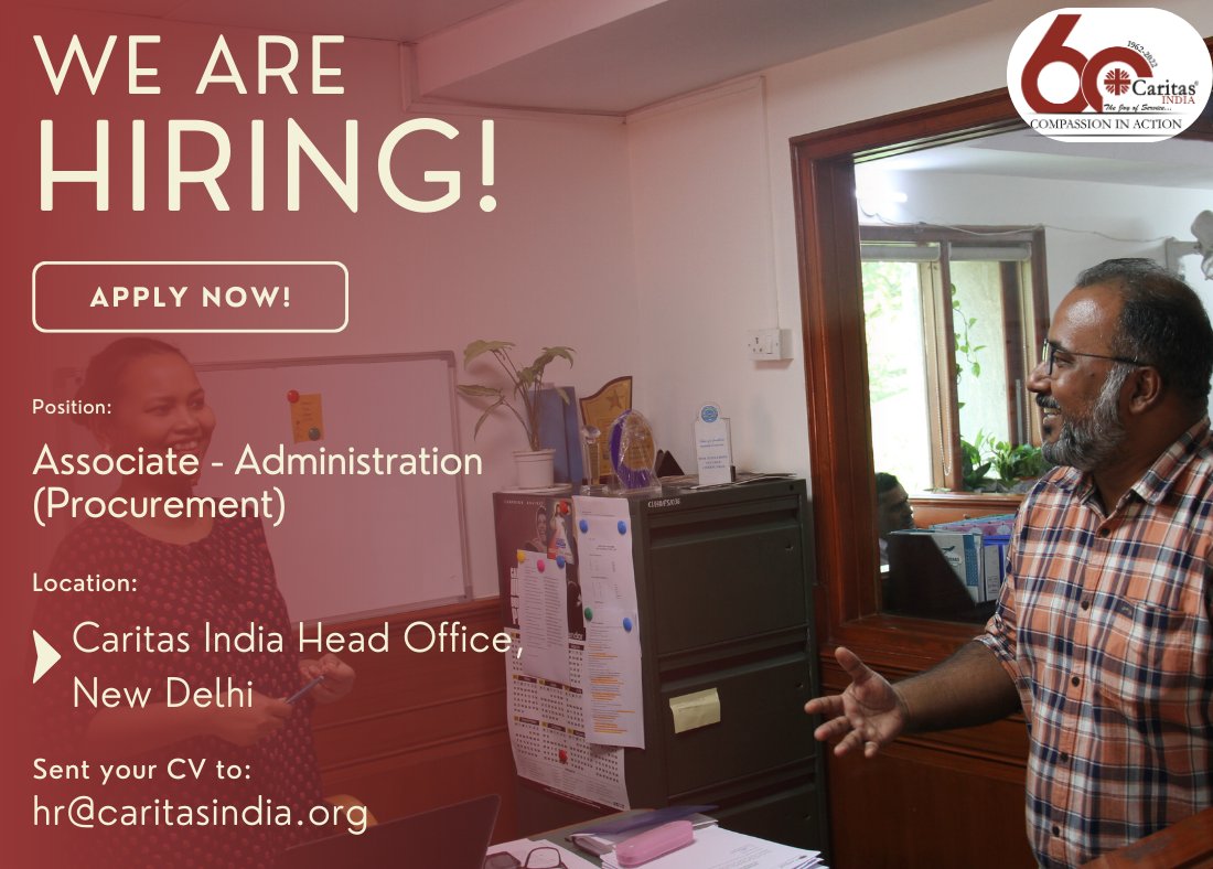 𝗪𝗘 𝗔𝗥𝗘 𝗛𝗜𝗥𝗜𝗡𝗚‼️‼️

Caritas India is looking for Associate - Administration (Procurement) for Head Office, #NewDelhi Location.

Send your Resume to: hr@caritasindia.org

For more info visit: caritasindia.org/jobs

#Vacancy #Jobs #Hiring