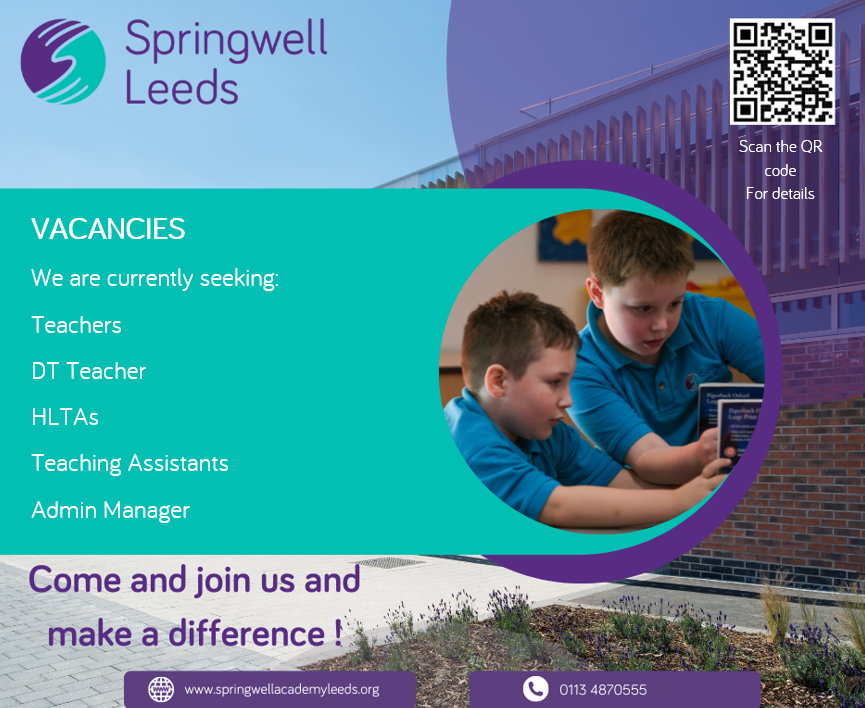 We're hiring ! Click the link below for details
#jobs #TeachingJobs #UKedJobs #LeedsJobs
springwellacademyleeds.org/job-vacancies/