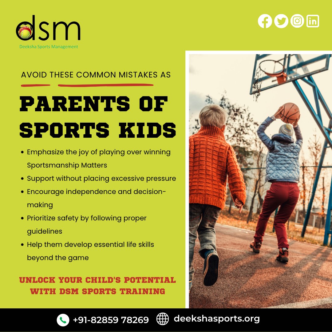 🌟 Avoid These Common Mistakes as Parents of Sports Kids 🌟

#SportsParenting #PositiveSupport #YoungAthletes #HealthyGrowth #EnjoyTheJourney #SportsJourney #kidssportscamps #deekshasportsmanagement