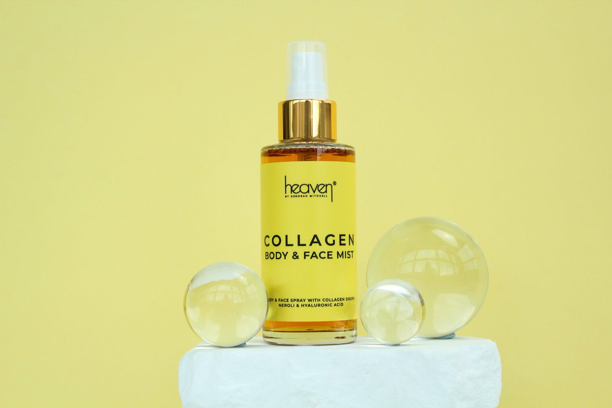 heavenskincare's tweet image. Stay cool and refreshed as the temperatures rise with my hydrating Collagen Body &amp;amp; Face Mist. Keep in the fridge and spritz throughout the day for a rejuvenating boost 💛 #RefreshingMist #SummerSkinCare #collagen #heavenskincare shop.heavenskincare.com/collagen-body-…
