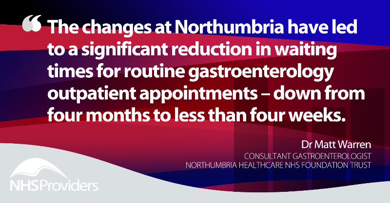 NHSProviders's tweet photo. For this month's #NHSActivityTracker we feature a case study from @NorthumbriaNHS's consultant gastroenterologist Dr Matt Warren.
Dr Warren discusses how the trust has reduced waiting times for gastroenterology patients.
Find out more ๐