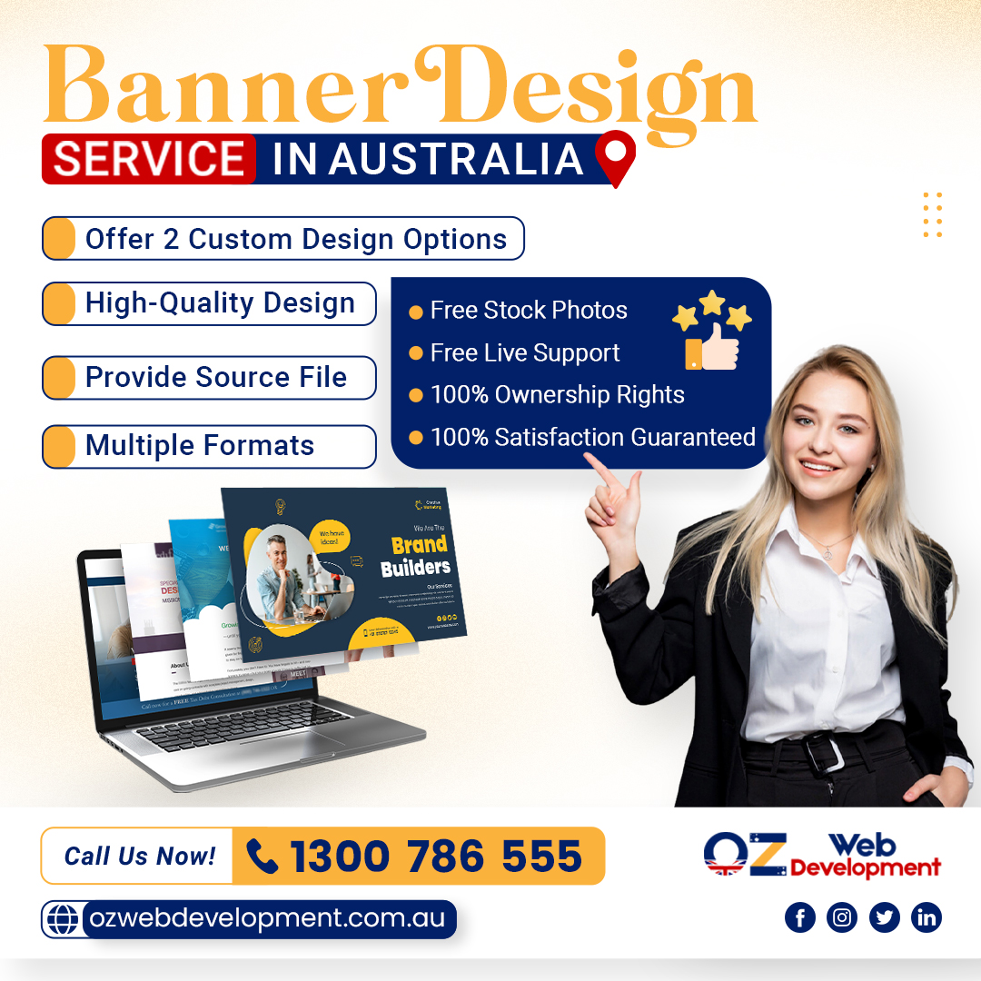 ozwebdev's tweet image. For attention-to-detail website banners in Australia, get the pro services at a pocket-friendly price.
Visit Website: 📷 bit.ly/42oZQpa
Contact us: 📷 1300 786 555
#ozwebdevelopment #bannerdesign #bannerdesigner #bannerdesignservices #BannerDesigning