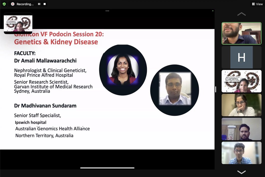 NephBen's tweet photo. What a fantastic session at @GlomCon Podocin VF today with the dynamic duo of Dr Amali Mallawaarachchi &amp; Dr Madhivanan Sundaram epitomising the nuances of Genetics in Kidney Disease with wonderful cases by our fellows @Kavitasv20 @sabarivenus @drvikramkumarb. Well done! https://t.co/R55mi4Uz38