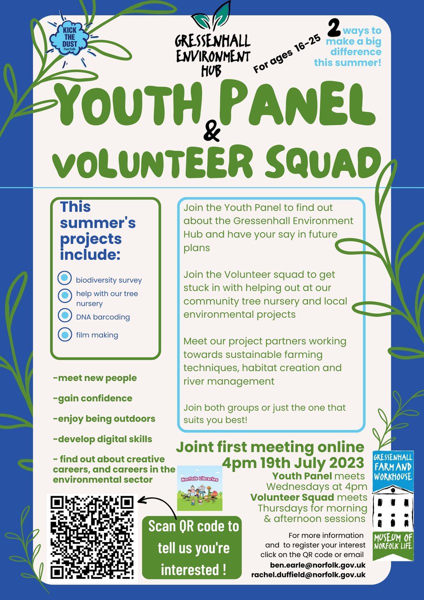 Festival Connect & Create (@nnfestcc) on Twitter photo Calling all young people ages 16-25 with an interest in the environment!
Join <a href="/GressenhallFW/">Gressenhall Farm and Workhouse</a> Youth Panel and Volunteer Squad this summer! 🌿
More info on how to get involved👇 Calling all young people ages 16-25 with an interest in the environment!
Join <a href="/GressenhallFW/">Gressenhall Farm and Workhouse</a> Youth Panel and Volunteer Squad this summer! 🌿
More info on how to get involved👇
