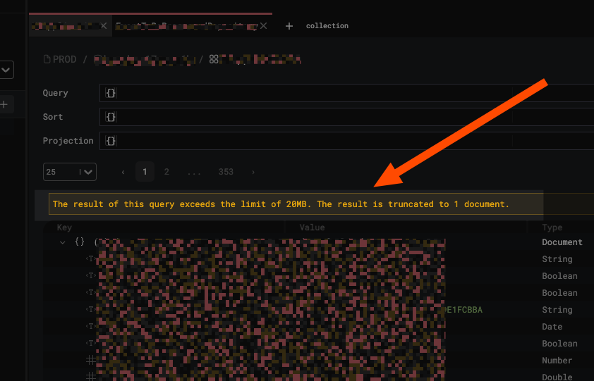 MajorM_app's tweet image. Opening this collection for 25 results, loads in 100MB of data.
When the result exceeds 20MB, the app will only display the first document of the result

🙋What do you think of this UX solution?