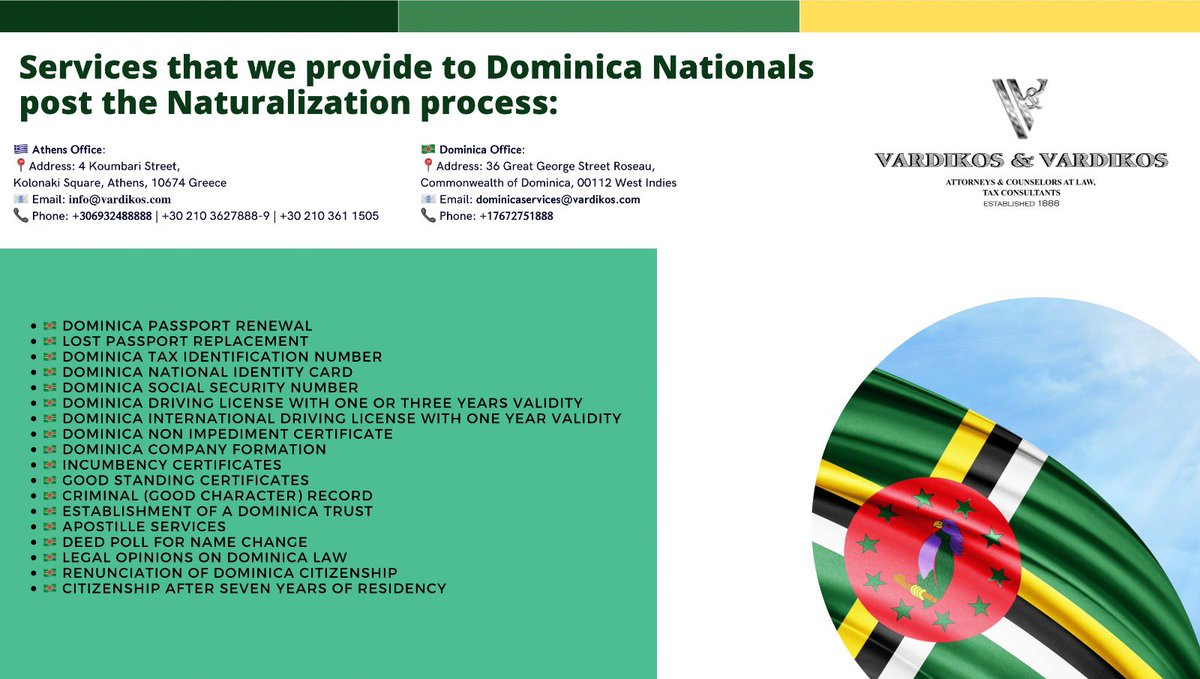 #Dominica #Dominican #Caribbean #Identitycard #naturalization  #lostpassport #passportrenewal #companyformation #taxidentificationnumber #apostille #deedpoll #changename #drivinglicense #internationaldrivingpermit #drivingpermit #incumbency #legalopinion #CitizenshipByInvestment