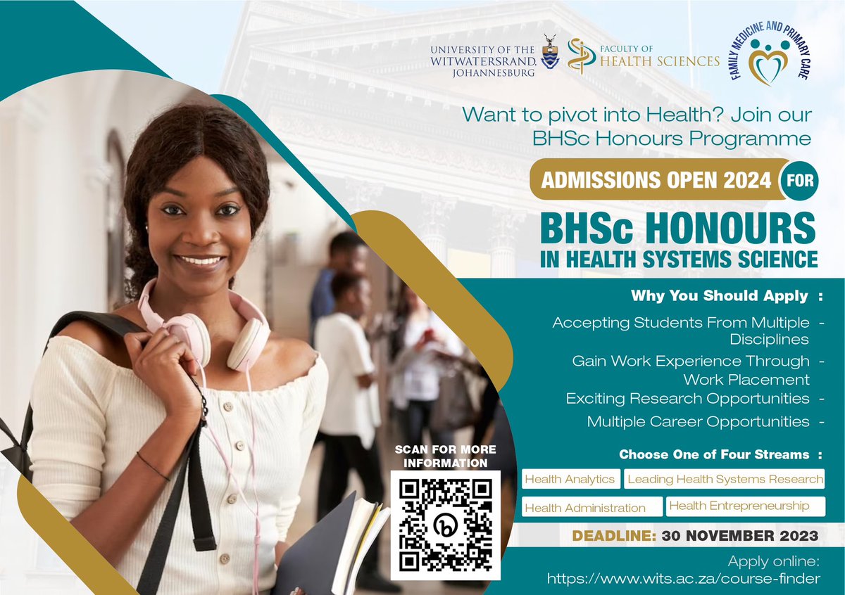 Wits University on Twitter "Do you want to pivot into Health? Join our