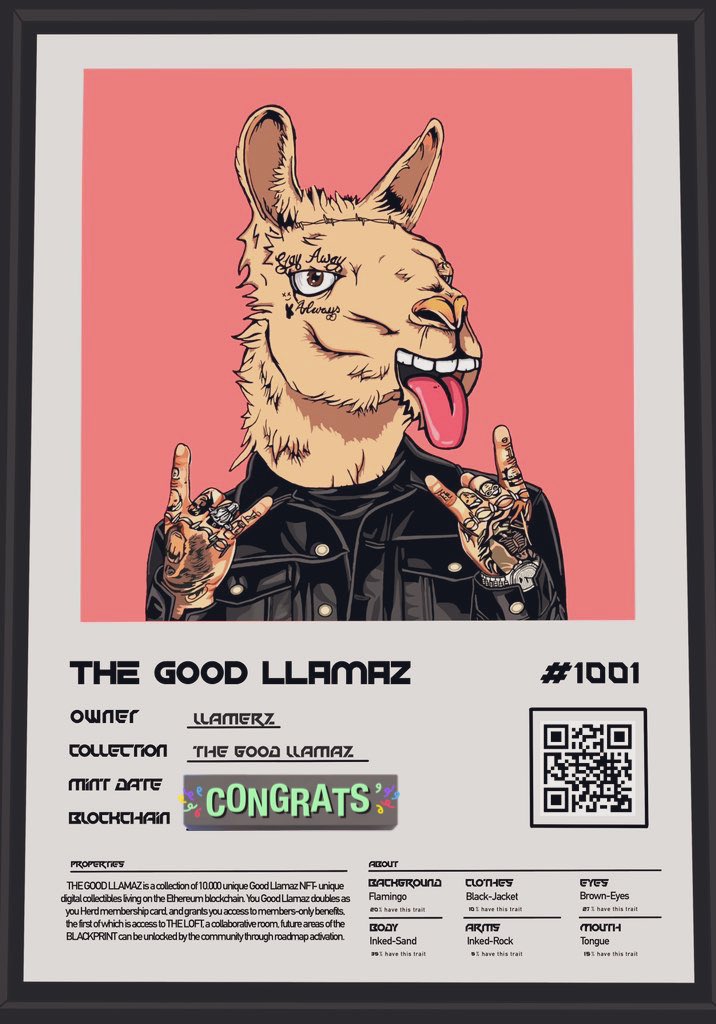 🎁GIVEAWAY🎁

🏆 2.) Win real ART from our Artist
🏆 1.) @thegoodllamaz NFTs (450 MATIC) 

To ENTER
1️⃣ Follow @thegoodllamaz &amp; @theherdfather 🔔
2️⃣ RT, Like &amp; Tag 3 Friends
3️⃣ Turn notifications ON! for more giveaways 🔔 

72 Hours #NFT #Polygon #NFTs #ad #Giveaway